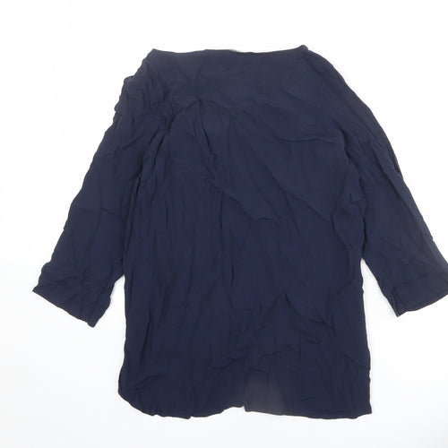 NEXT Womens Blue Viscose Basic Blouse Size 12 Boat Neck