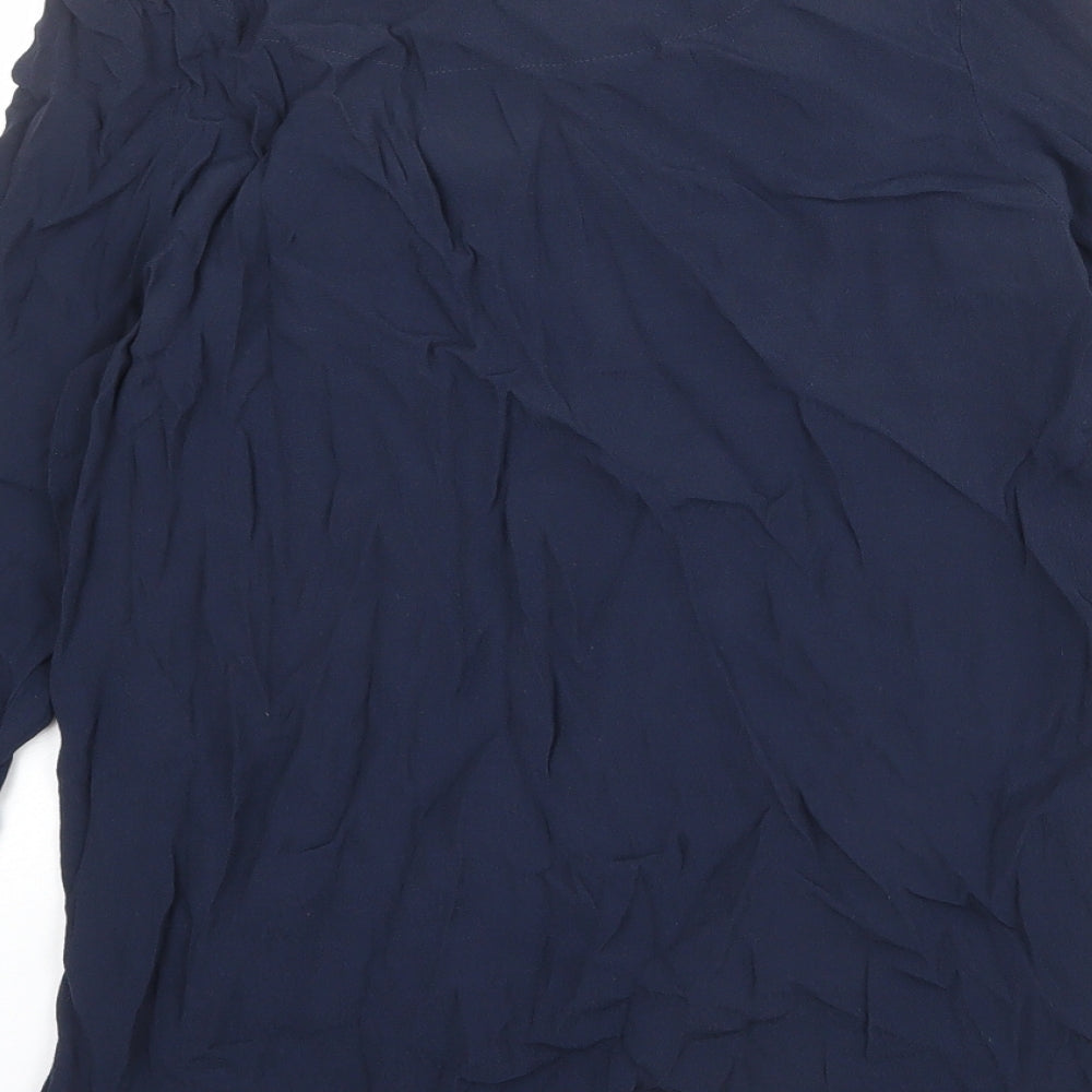 NEXT Womens Blue Viscose Basic Blouse Size 12 Boat Neck