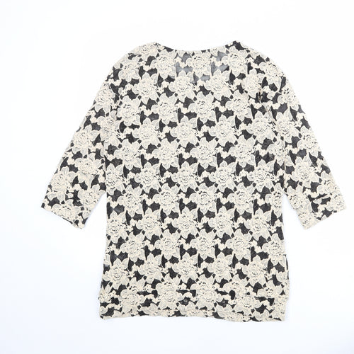 NEXT Womens Beige Floral Polyester Basic Blouse Size 10 Round Neck