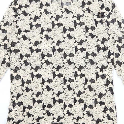 NEXT Womens Beige Floral Polyester Basic Blouse Size 10 Round Neck