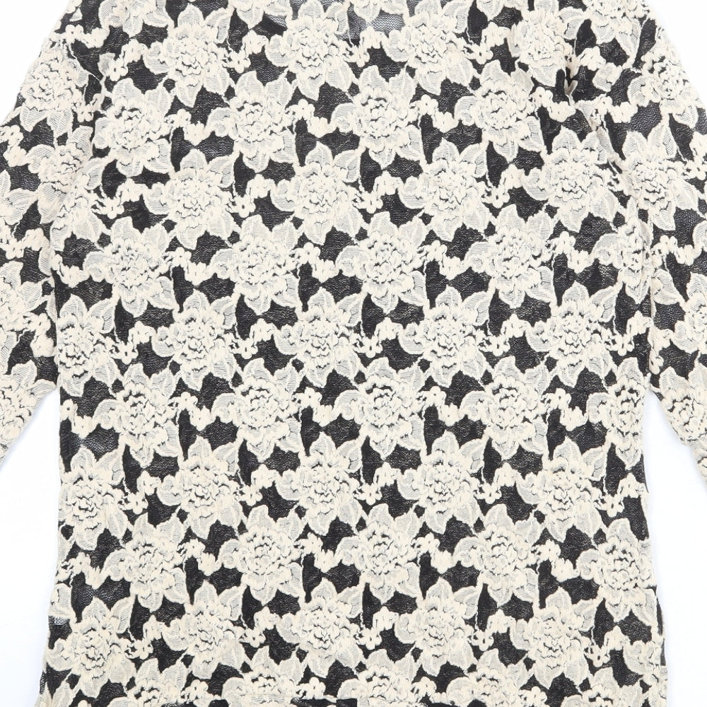 NEXT Womens Beige Floral Polyester Basic Blouse Size 10 Round Neck