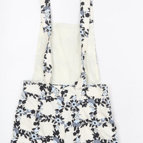 Topshop Womens Ivory Floral Cotton Dungaree One-Piece Size 10 L3 in Button