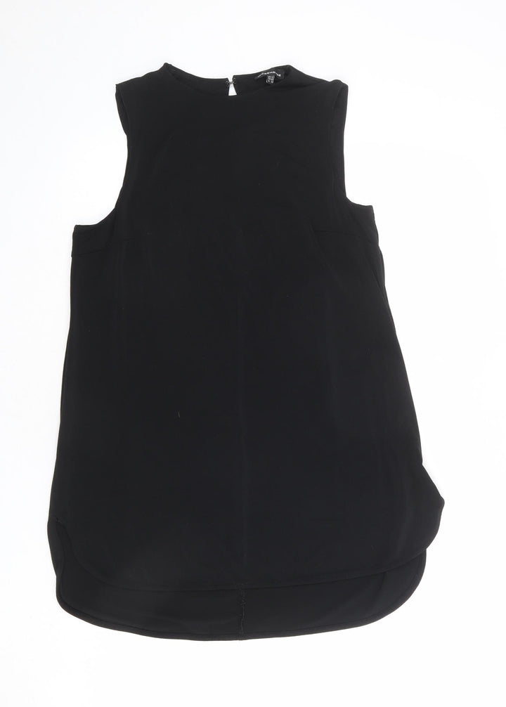 Warehouse Womens Black Polyester Basic Tank Size 12 Round Neck