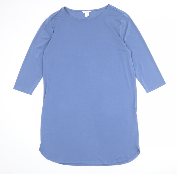 H&M Womens Blue Polyester A-Line Size M Round Neck Pullover