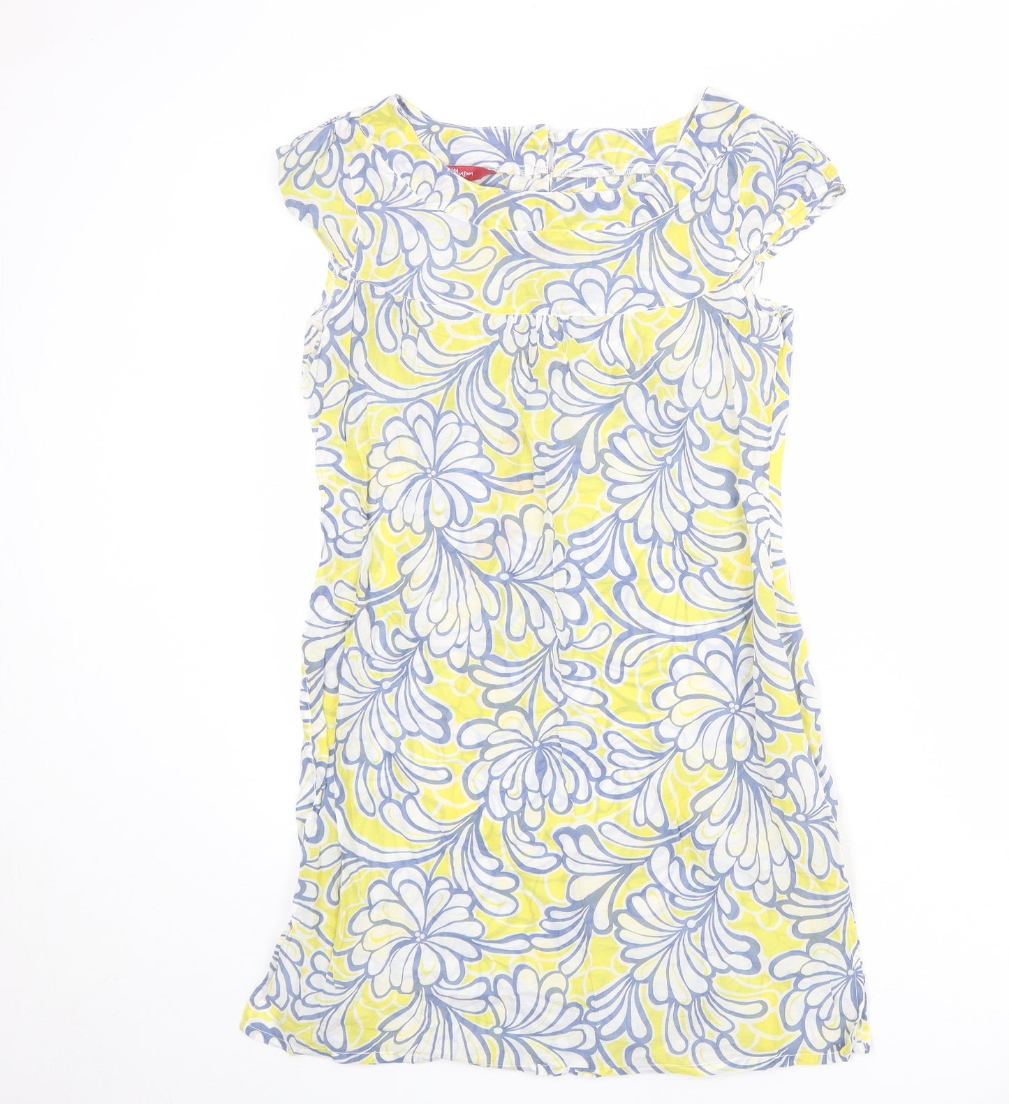 Monsoon Womens Multicoloured Floral Cotton Shift Size 12 Boat Neck Zip