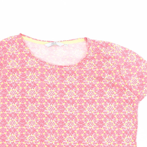 EWM Womens Pink Geometric 100% Cotton Basic T-Shirt Size 14 Round Neck - Size 14-16