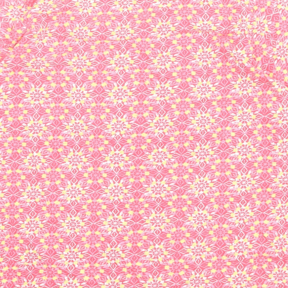 EWM Womens Pink Geometric 100% Cotton Basic T-Shirt Size 14 Round Neck - Size 14-16