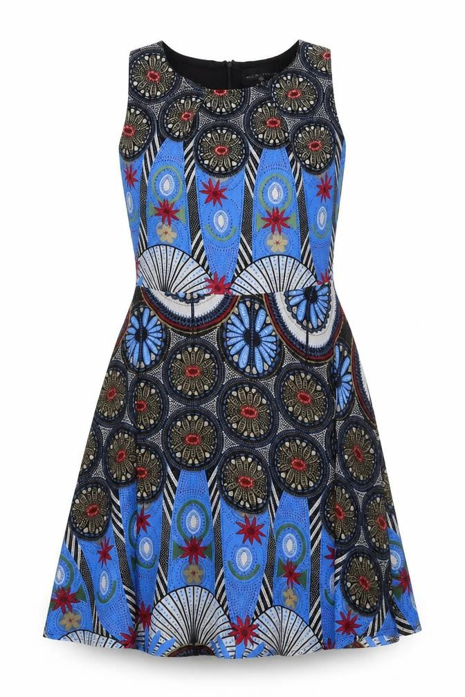 Mela London Womens Multicoloured Geometric Polyester Trapeze & Swing Size 8 Round Neck Zip