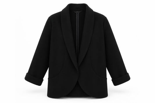 Front view of Next women’s black polyester jacket blazer, size UK 10