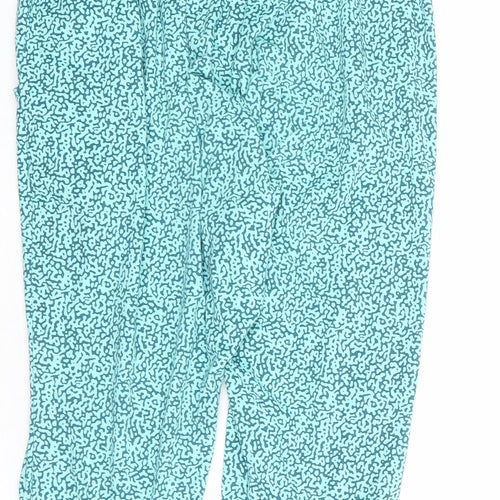 Nike Womens Blue Geometric Polyester Capri Leggings Size S L18 in Regular Drawstring