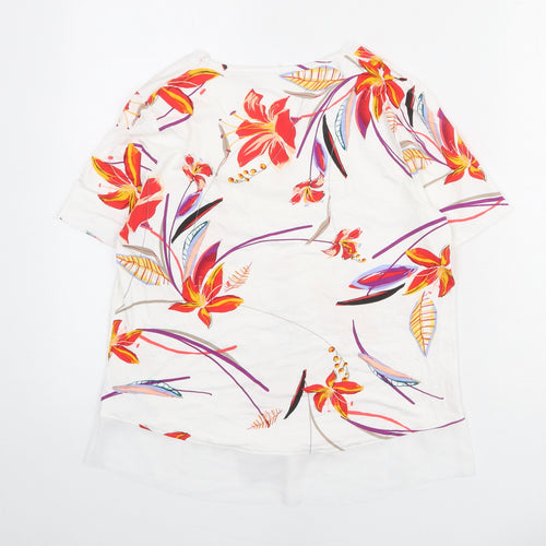 Marks and Spencer Womens White Geometric Viscose Basic Blouse Size 10 V-Neck