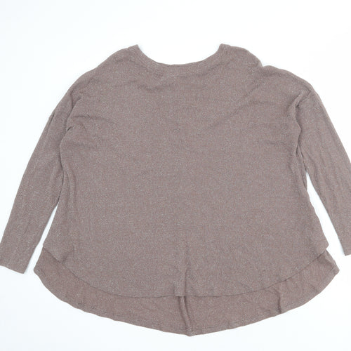 NEXT Womens Brown Round Neck Viscose Pullover Jumper Size 8