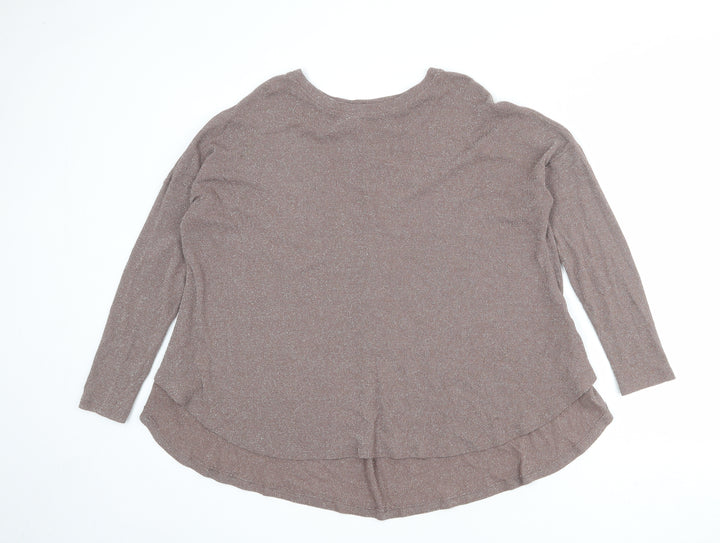 NEXT Womens Brown Round Neck Viscose Pullover Jumper Size 8
