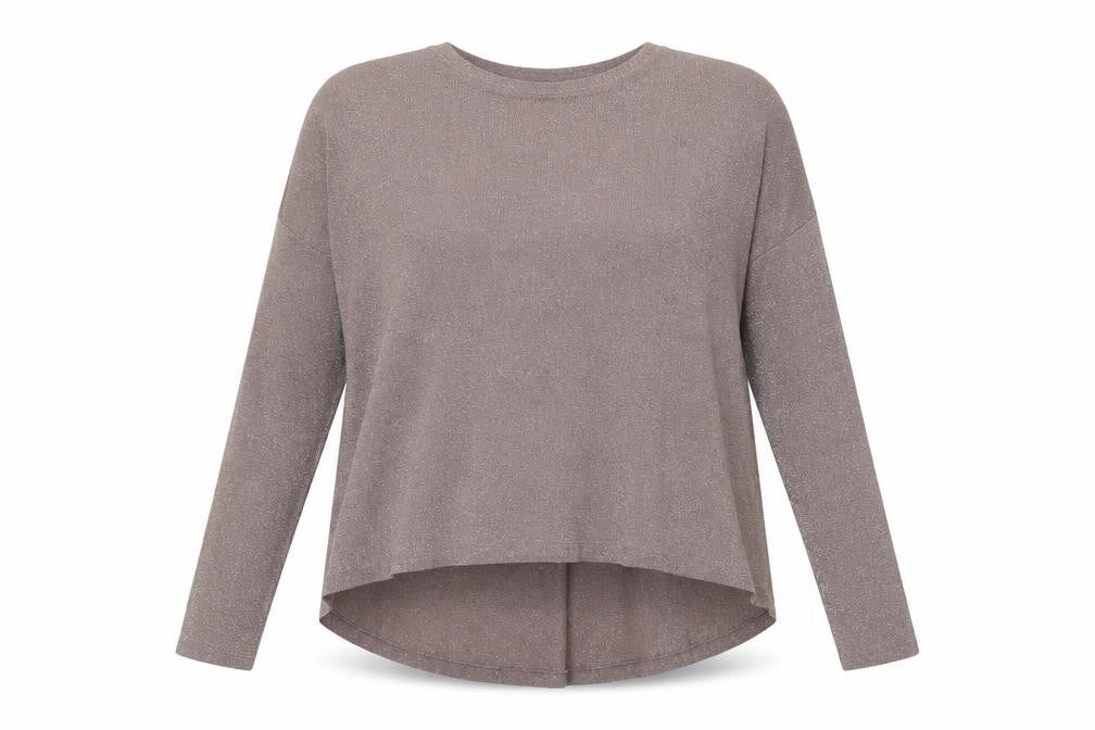 Front view of Next women’s brown round neck viscose jumper, size UK 8