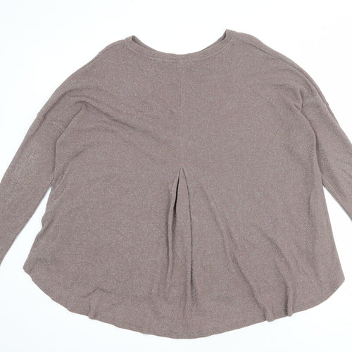 NEXT Womens Brown Round Neck Viscose Pullover Jumper Size 8