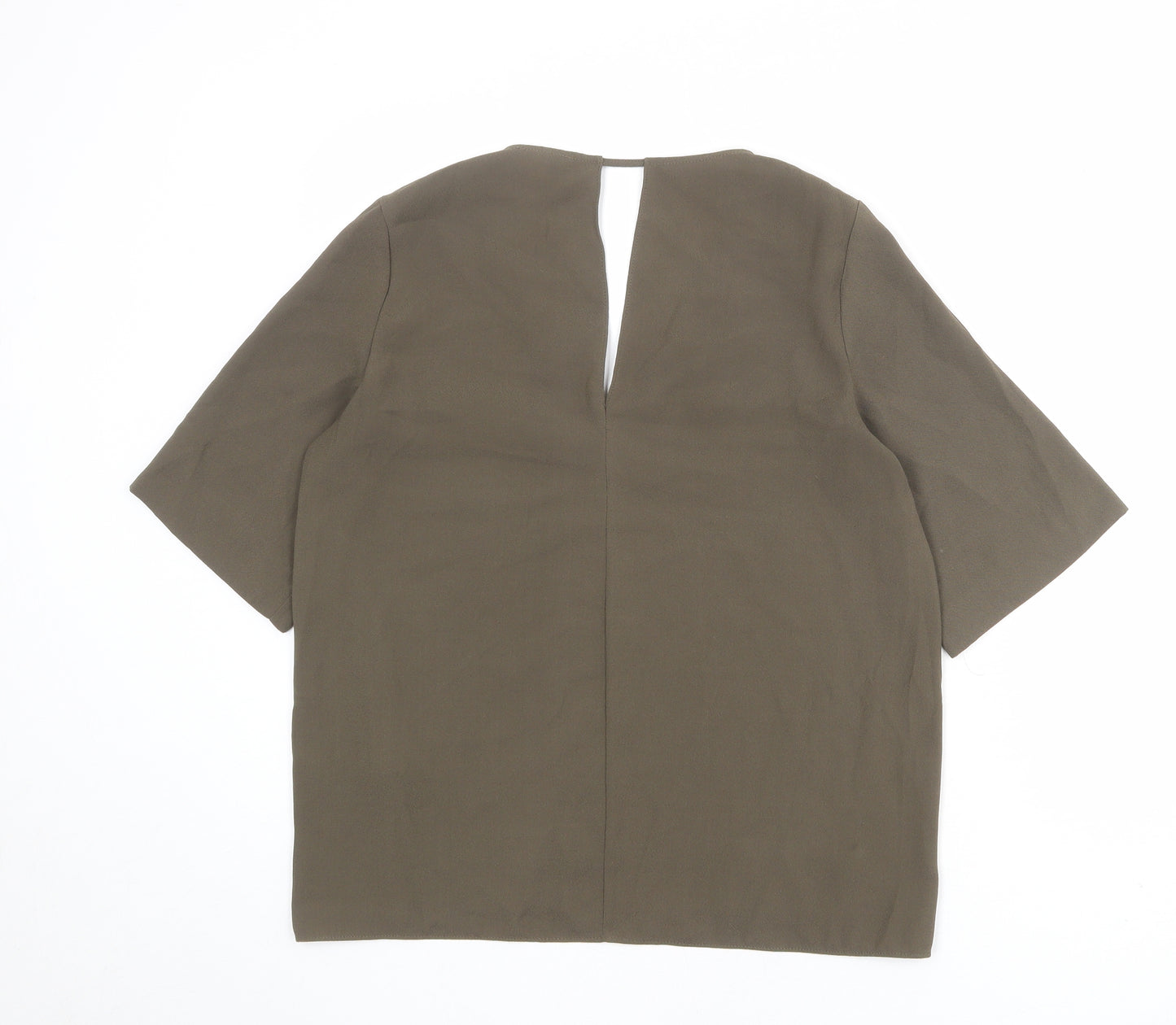 River Island Womens Green Polyester Basic Blouse Size 10 V-Neck