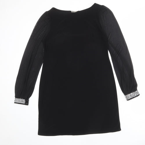 Billie & Blossom Womens Black Polyester A-Line Size 10 Boat Neck Pullover