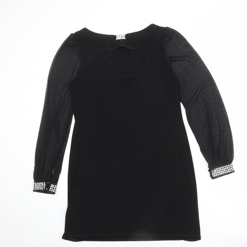 Billie & Blossom Womens Black Polyester A-Line Size 10 Boat Neck Pullover