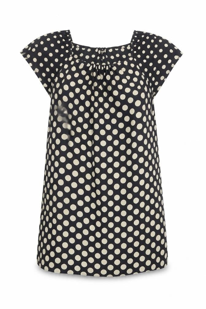 Next Womens Black Polka Dot Polyester A-Line Size 12 Square Neck Pullover