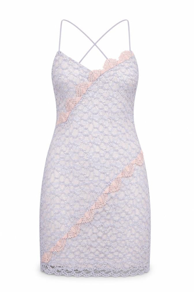 Front view of Topshop women’s purple geometric polyester bodycon, size UK 10, v-neck zip