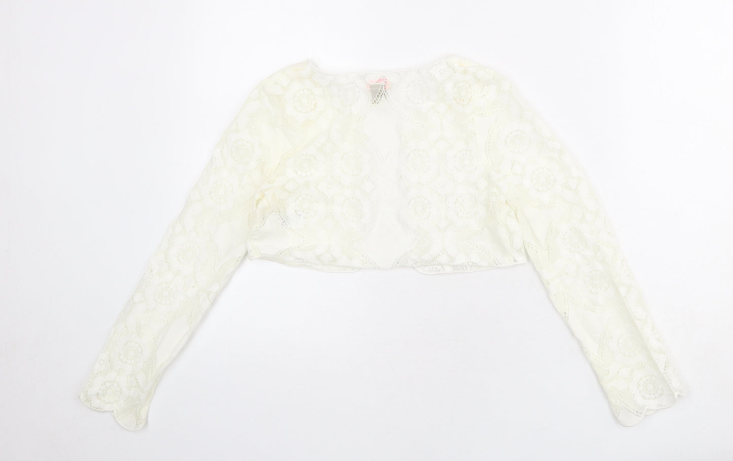 Monsoon Girls Ivory V-Neck Nylon Shrug Jumper Size 9-10 Years Pullover