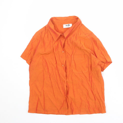 Wallis Womens Orange Polyester Basic Button-Up Size 16 Collared