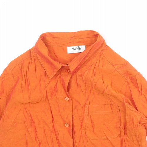 Wallis Womens Orange Polyester Basic Button-Up Size 16 Collared