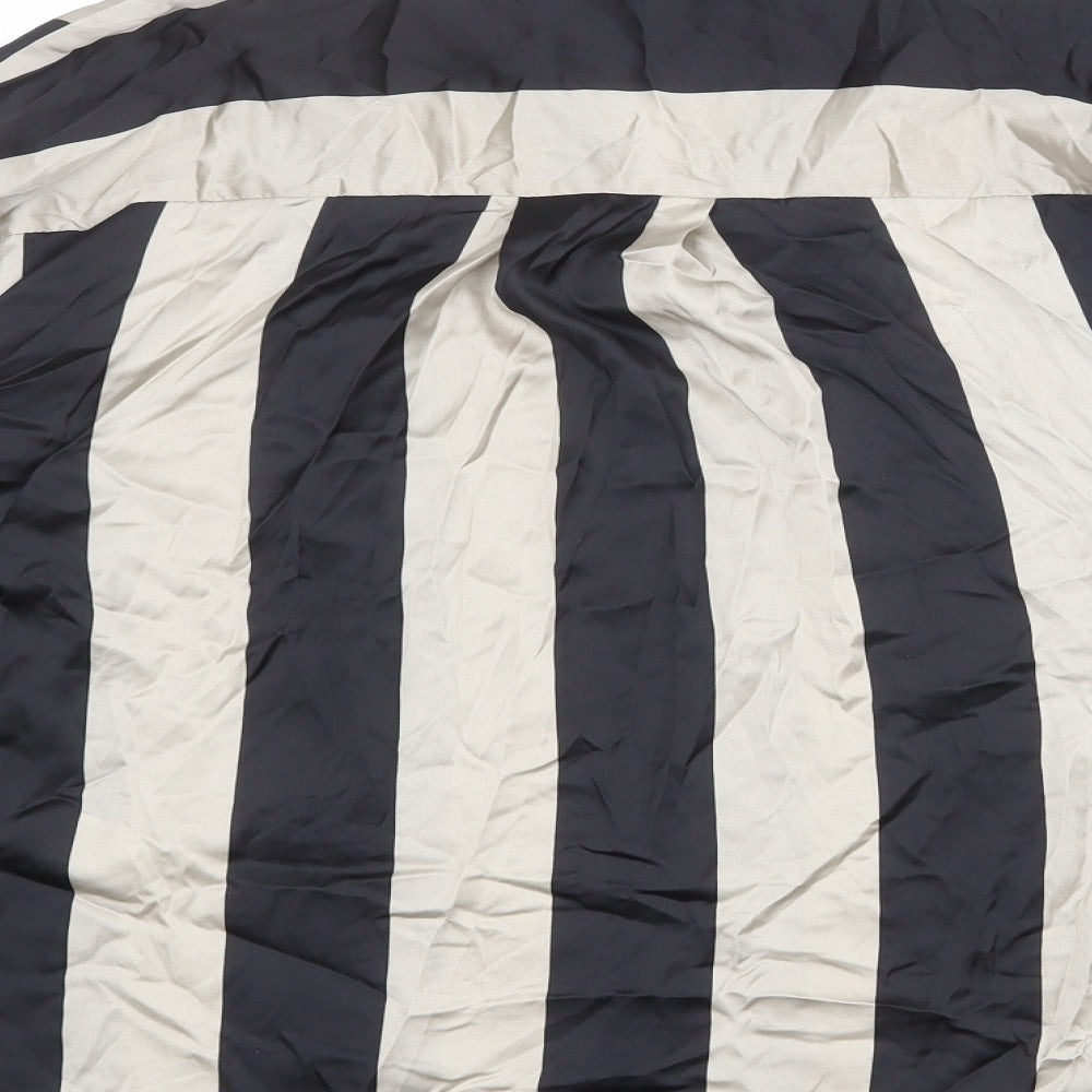 Zara Womens Black Striped Polyester Basic Button-Up Size L Collared