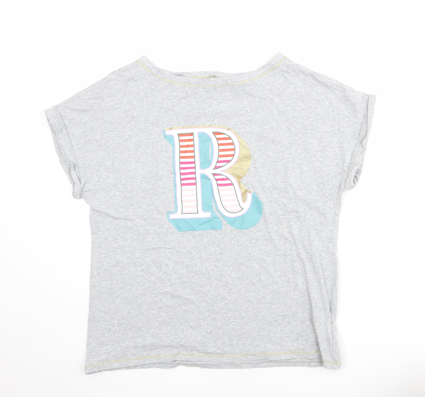 Debenhams Womens Grey Cotton Basic T-Shirt Size 12 Boat Neck