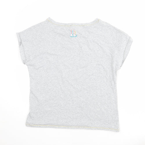Debenhams Womens Grey Cotton Basic T-Shirt Size 12 Boat Neck