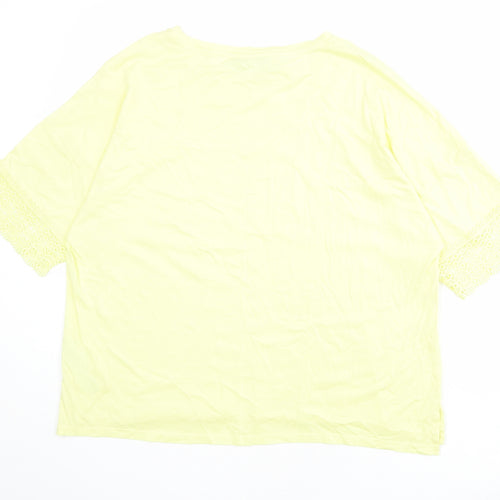 Marks and Spencer Womens Yellow Cotton Basic T-Shirt Size 18 Round Neck