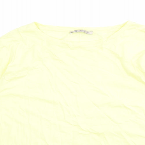 Marks and Spencer Womens Yellow Cotton Basic T-Shirt Size 18 Round Neck