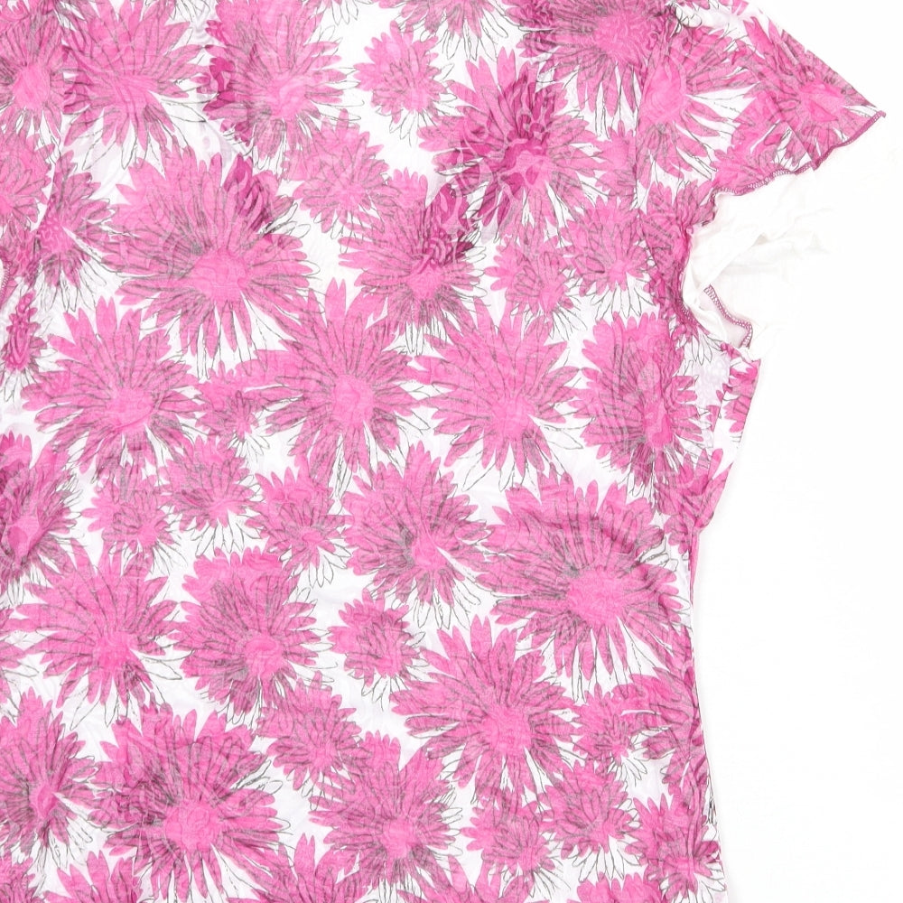 Per Una Womens Purple Floral Polyester Basic Blouse Size 16 Scoop Neck - Two in One