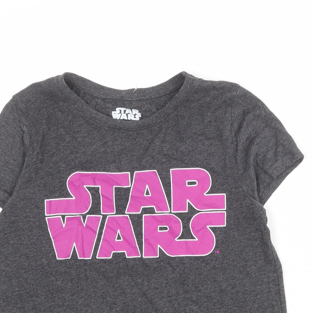 Star Wars Womens Grey Cotton Basic T-Shirt Size 14 Crew Neck
