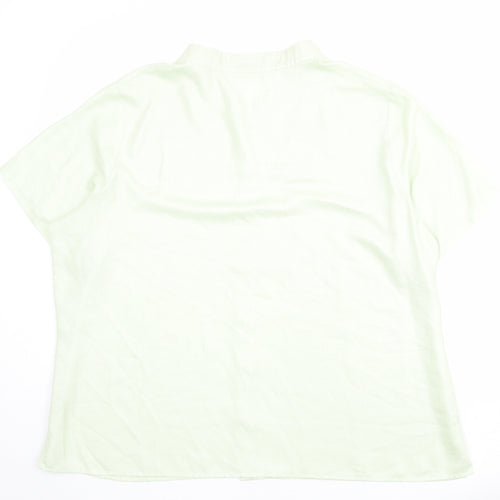 Marks and Spencer Womens Green Polyester Basic Button-Up Size 22 Mock Neck