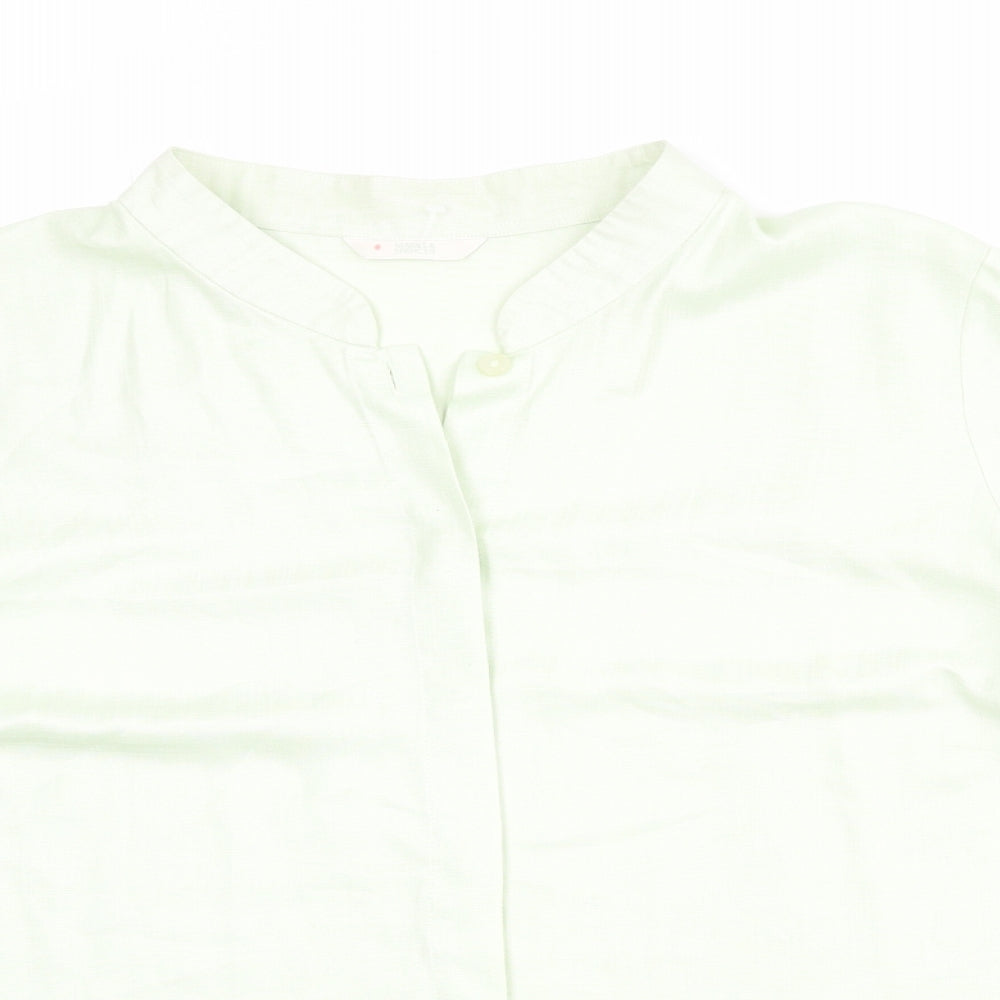 Marks and Spencer Womens Green Polyester Basic Button-Up Size 22 Mock Neck