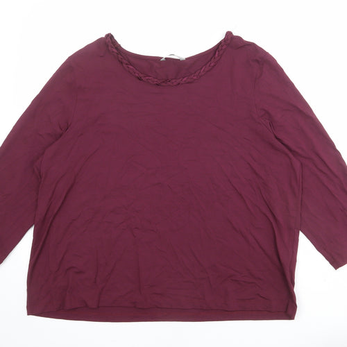 Marks and Spencer Womens Red Polyester Basic T-Shirt Size 22 Boat Neck - Neckline Detail