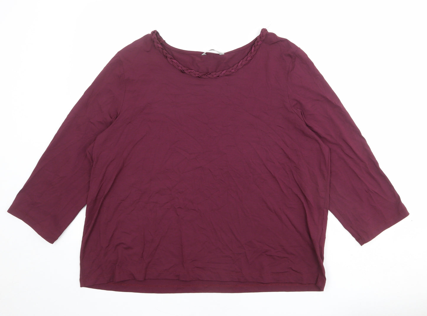 Marks and Spencer Womens Red Polyester Basic T-Shirt Size 22 Boat Neck - Neckline Detail