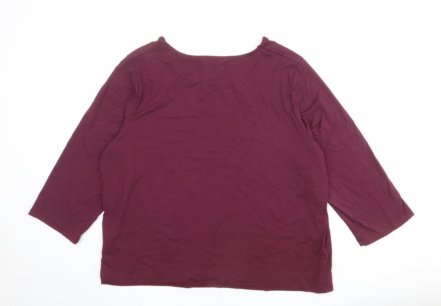 Marks and Spencer Womens Red Polyester Basic T-Shirt Size 22 Boat Neck - Neckline Detail