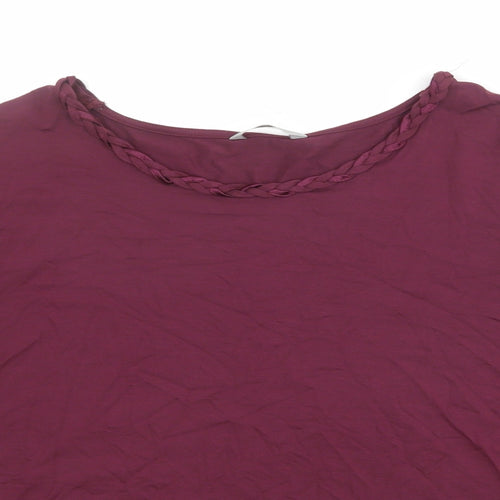 Marks and Spencer Womens Red Polyester Basic T-Shirt Size 22 Boat Neck - Neckline Detail