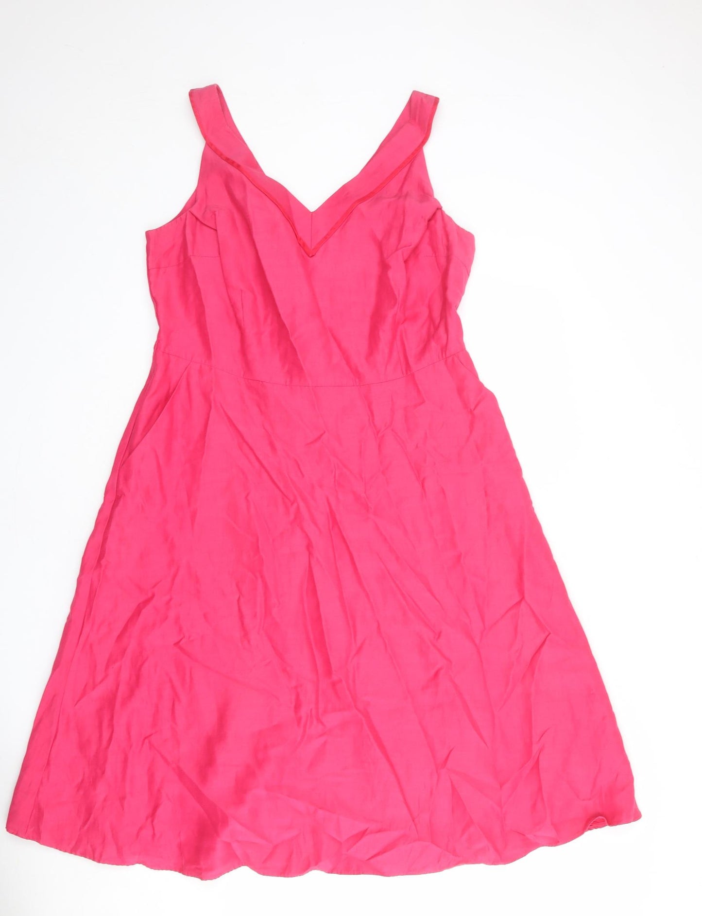 Per Una Womens Pink Polyester A-Line Size 16 V-Neck Zip