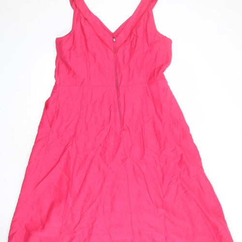 Per Una Womens Pink Polyester A-Line Size 16 V-Neck Zip