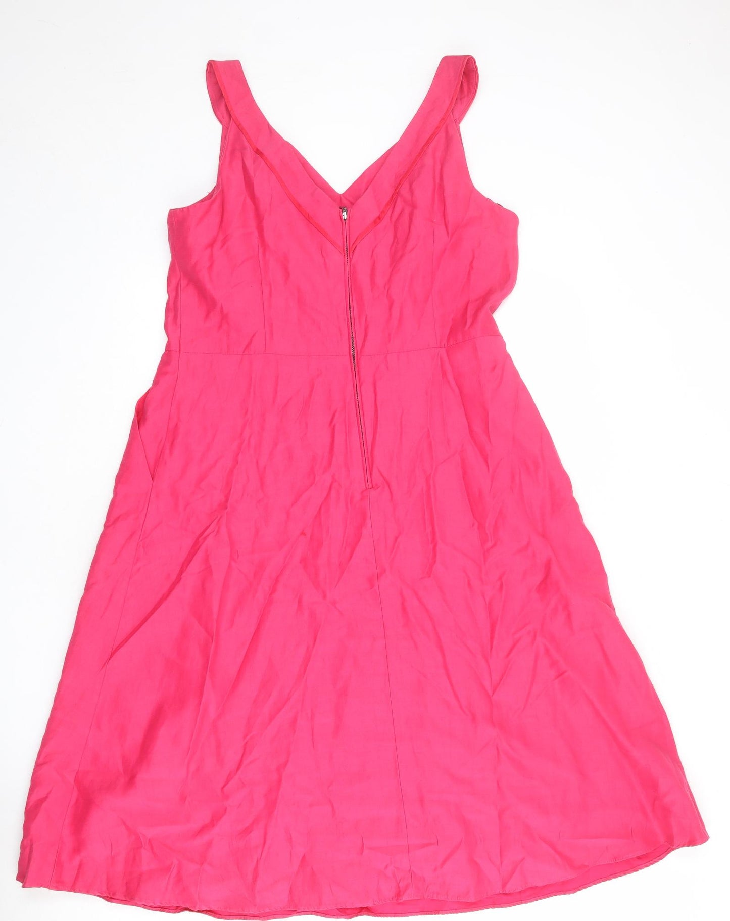 Per Una Womens Pink Polyester A-Line Size 16 V-Neck Zip
