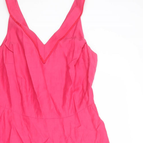 Per Una Womens Pink Polyester A-Line Size 16 V-Neck Zip