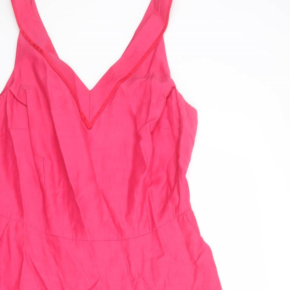 Per Una Womens Pink Polyester A-Line Size 16 V-Neck Zip