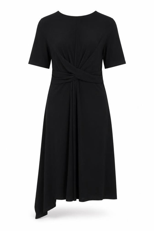 Front view of Topshop women’s black polyester a-line, size UK 10, round neck pullover