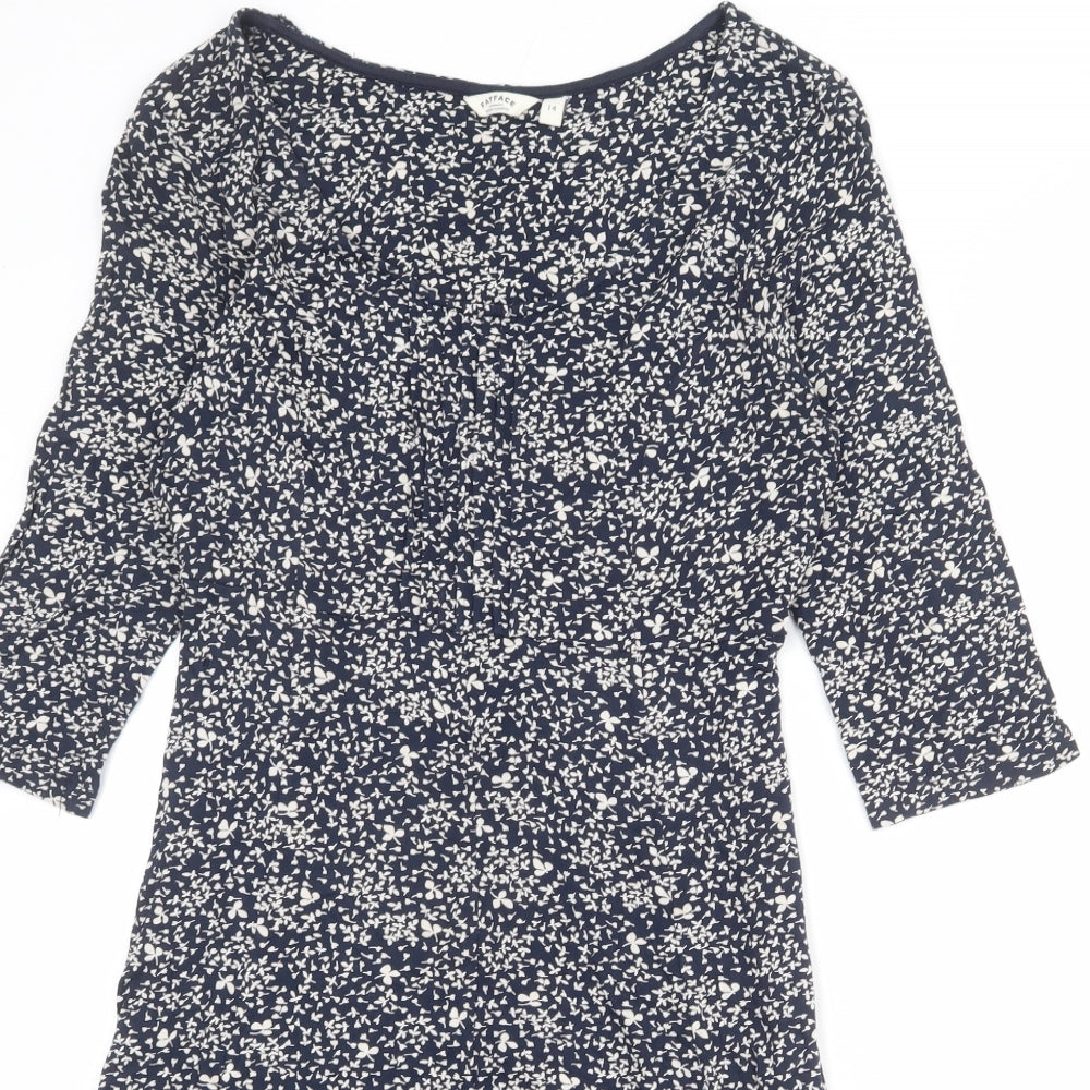 Fat Face Womens Blue Geometric Polyester A-Line Size 14 Round Neck Pullover