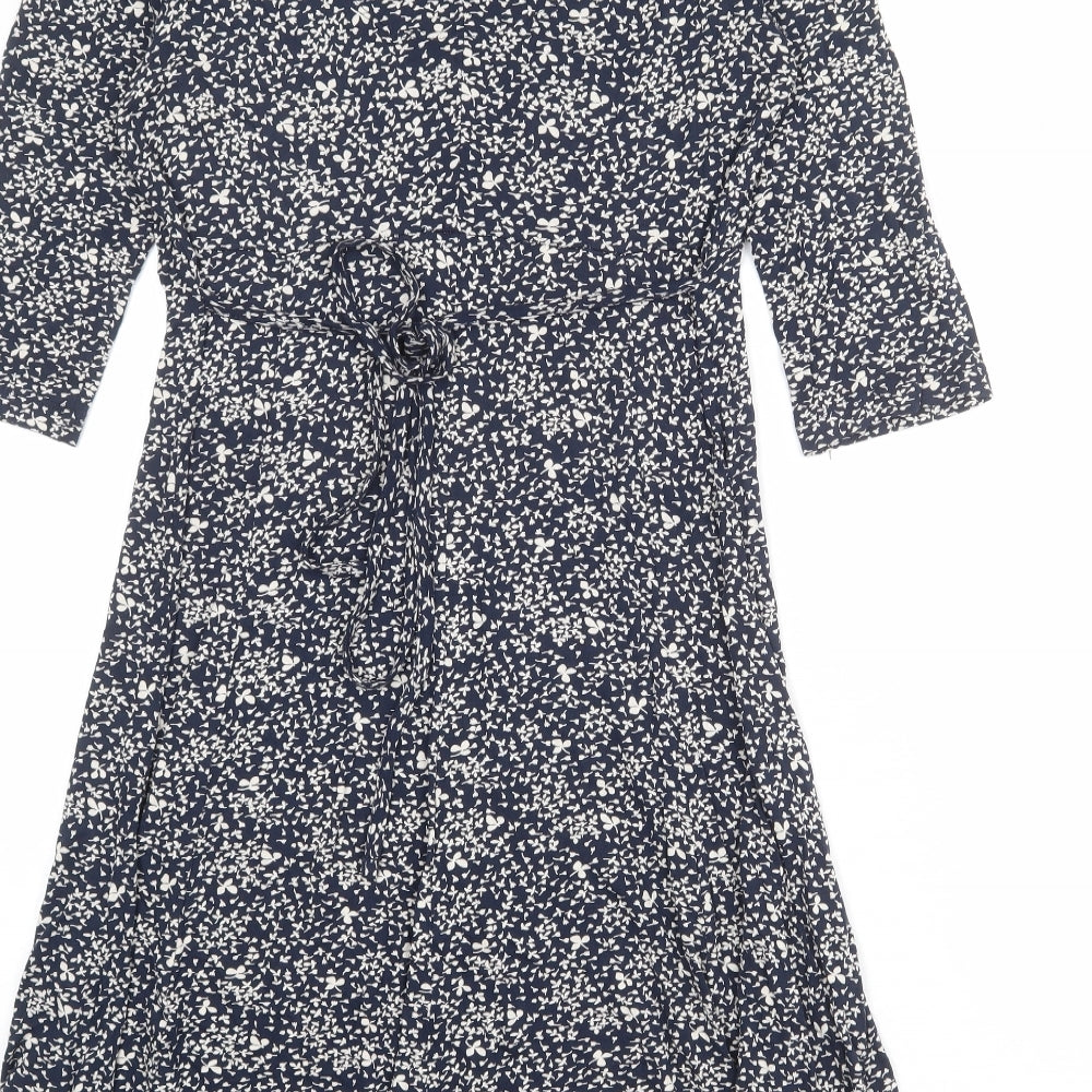 Fat Face Womens Blue Geometric Polyester A-Line Size 14 Round Neck Pullover