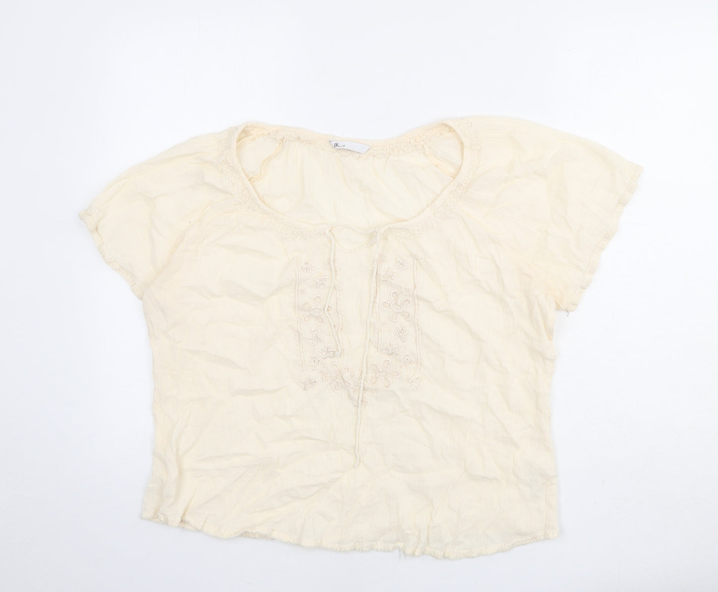 BHS Womens Beige 100% Cotton Basic Blouse Size 20 V-Neck