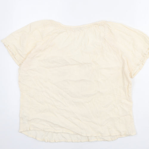 BHS Womens Beige 100% Cotton Basic Blouse Size 20 V-Neck